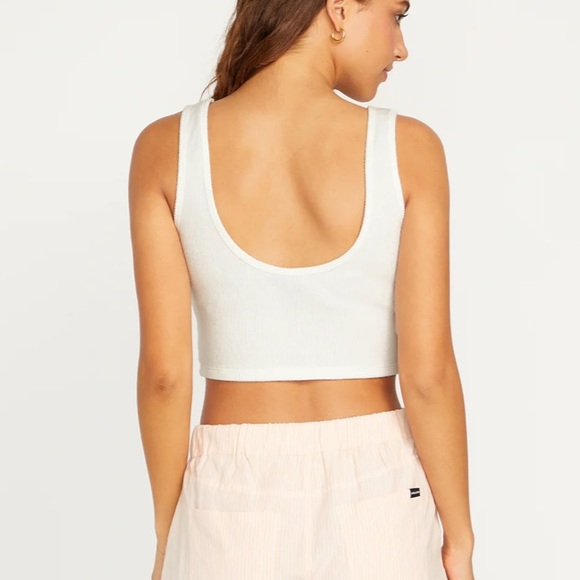 NEW VOLCOM LIVED IN LOUNGE CROPPED RIB TANK - STAR WHITE Size:S - Picture 3 of 9